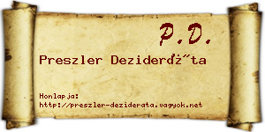 Preszler Dezideráta névjegykártya